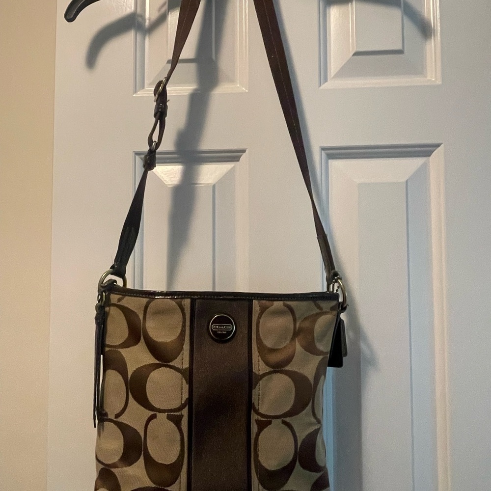 Coach Brown Crossbody Bag with Signature Design